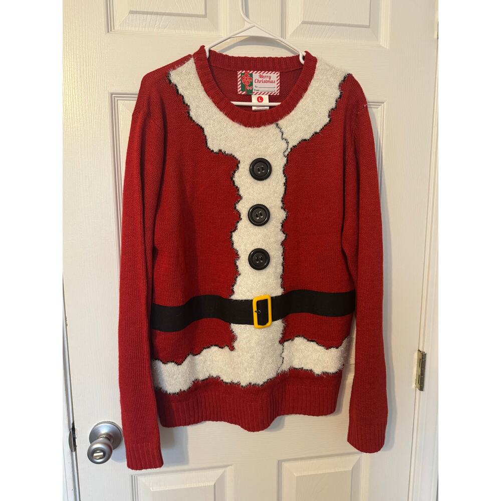 Merry Christmas Santa Clause Ugly Christmas Sweater Large Womens
